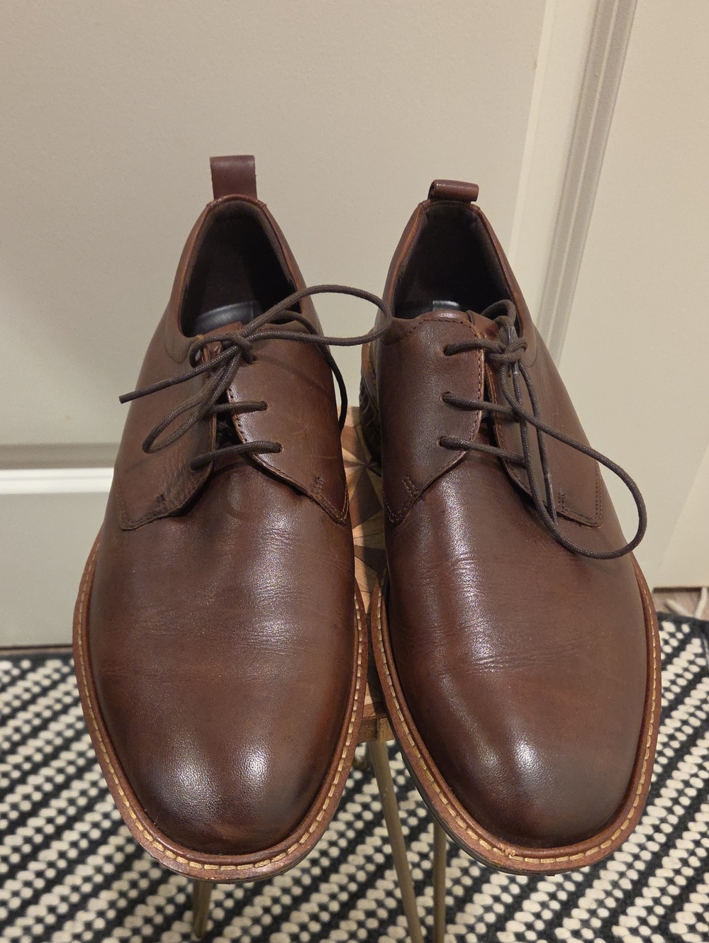 Ecco Men's Brown Leather Lace-Up Derby Shoes
